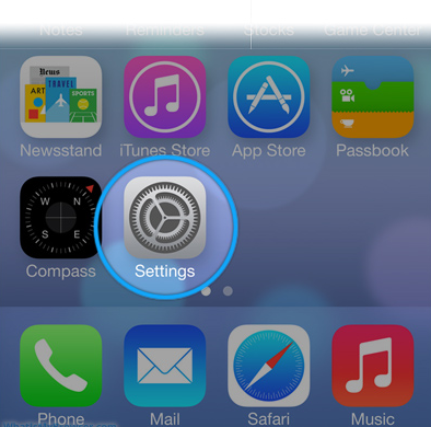 Screenshot showing the Settings icon on the Home screen